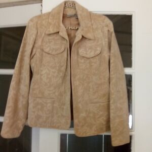 Chicos Blazer Jacket Tan  Print Women's Size 12